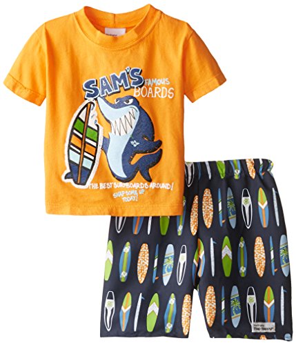 0768462642502 - FLAP HAPPY BABY BOYS' SHORT SLEEVE CLASSIC SCREEN TEE AND SKATE SHORTS SET, SAM'S BOARDS, 12 MONTHS