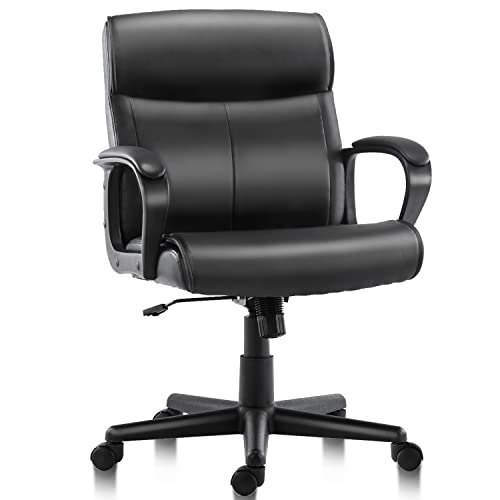 0768481838627 - HOME OFFICE CHAIR MID-BACK OFFICE COMPUTER DESK CHAIR WITH ARMREST ADJUSTABLE HEIGHT/TILT SWIVEL ROLLING CHAIR