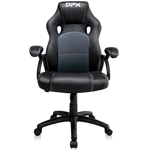 0768488495137 - GAMING CHAIR, HOME OFFICE CHAIR, ERGONOMIC COMPUTER GAME CHAIR, BONDED LEATHER SWIVEL VIDEO CHAIR, BLACK