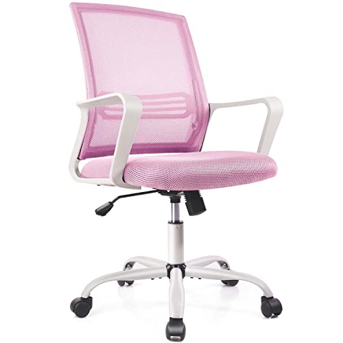 0768492190479 - PINK OFFICE CHAIR ERGONOMIC DESK CHAIR MESH HOME OFFICE DESK CHAIRS COMPUTER CHAIR MID BACK TASK CHAIR WITH ARMRESTS LUMBAR SUPPORT