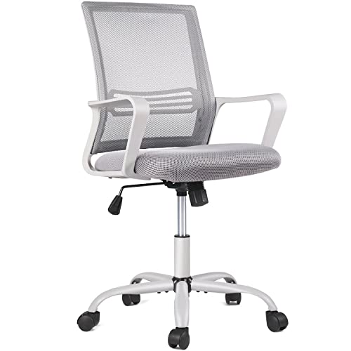 0768492192459 - OFFICE CHAIR ERGONOMIC DESK CHAIR COMPUTER CHAIR, HOME OFFICE DESK CHAIRS WITH WHEELS MESH GREY OFFICE CHAIR ROLLING TASK SWIVEL CHAIR WITH LUMBAR SUPPORT ARMRESTS MID BACK