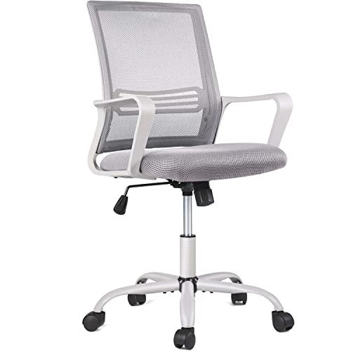 0768492194163 - ERGONOMIC OFFICE CHAIR GREY DESK CHAIR, MESH COMPUTER CHAIR HOME OFFICE DESK CHAIRS WITH WHEELS, ROLLING SWIVEL CHAIR WITH COMFY LUMBAR SUPPORT ARMRESTS MID BACK