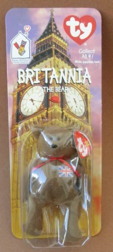 0768522694922 - 1 X TY BEANIE BABIES BRITANNIA THE BEAR PLUSH TOY STUFFED ANIMAL MCDONALDS COLLECTIBLE - BROWN WITH UNION JACK ON CHEST