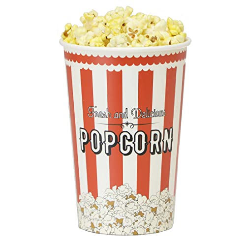0768528016018 - POPCORN BUCKET (46 OUNCE), VINTAGE RED STRIPED & POPPING KERNEL DESIGN (25 COUNT)