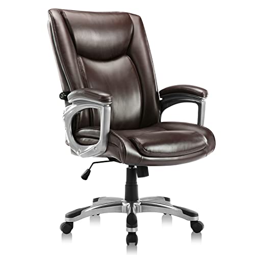 0768571381958 - ZUNMOS HOME OFFICE DESK BLACK MANAGERIAL & EXECUTIVE CHAIRS, BROWN-PU