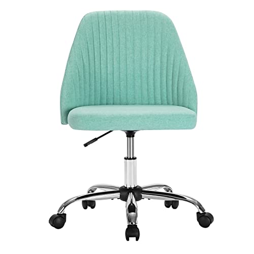 0768664617773 - HOME OFFICE CHAIR, MID-BACK ARMLESS TWILL FABRIC ADJUSTABLE SWIVEL TASK CHAIR FOR SMALL SPACE, LIVING ROOM, MAKE-UP, STUDYING