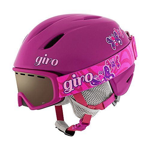 0768686714436 - GIRO LAUNCH COMBO KIDS SNOW HELMET W/ MATCHING GOGGLES BERRY BUTTERFLY SMALL (52-55.5 CM)