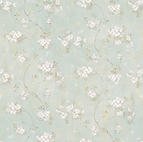 0768869442835 - CHESAPEAKE PUR44104 BRAHAM BLUE COUNTRY FLORAL SCROLL WALLPAPER