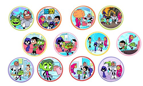 0769322338849 - 12 TEEN TITANS GO! RINGS CUPCAKE TOPPERS - BIRTHDAY PARTY FAVOR