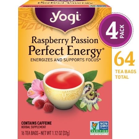 0076950901414 - (PACK OF 4) YOGI TEA, RASPBERRY PASSION PERFECT ENERGY TEA, TEA BAGS, 16 CT, 1.25 OZ