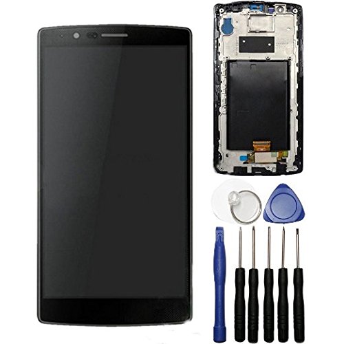 7696081944659 - LSHTECH LCD DISPLAY TOUCH SCREEN DIGITIZER ASSEMBLY FOR LG G4 WITH FRAME + TOOLS (BLACK)