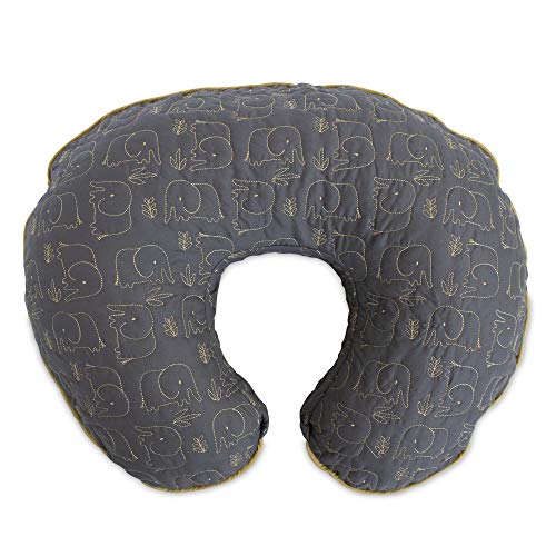 0769662032575 - BOPPY LUXE NURSING PILLOW & POSITIONER, CHARCOAL GOLD QUILTED ELEPHANT
