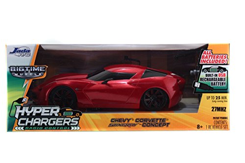 0769700349757 - JADA TOYS HYPERCHARGERS 2009 CORVETTE STINGRAY CONCEPT BTM REMOTE CONTROLLED VEHICLE (1:16), RED