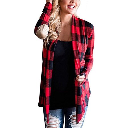 0769937414655 - WOMENS FLANNEL PLAID LONG SLEEVE SHIRTS CASUAL LOOSE CARDIGAN BLOUSE JACKET TOPS