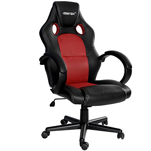 7700939123049 - MERAX EXECUTIVE HOME OFFICE CHAIR RACING STYLE GAMING CHAIR PU LEATHER SWIVEL COMPUTER AND OFFICE DESK CHAIR (RED)