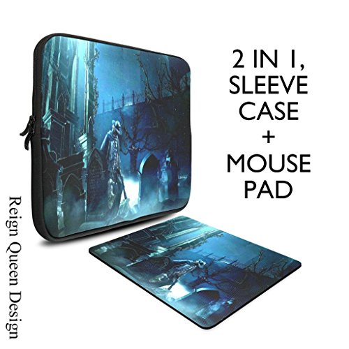 7703441120520 - (2 IN 1)REIGN QUEEN DESIGN BLOODBORNE RPG ACTION FIGHTING GOTHIC SURVIVAL APO MACBOOK PRO SLEEVE FOR 15 INCH LAPTOP (TWO SIDES) COMPUTER BAG WITH 9.84 * 7.87 MOUSE PAD/MAT
