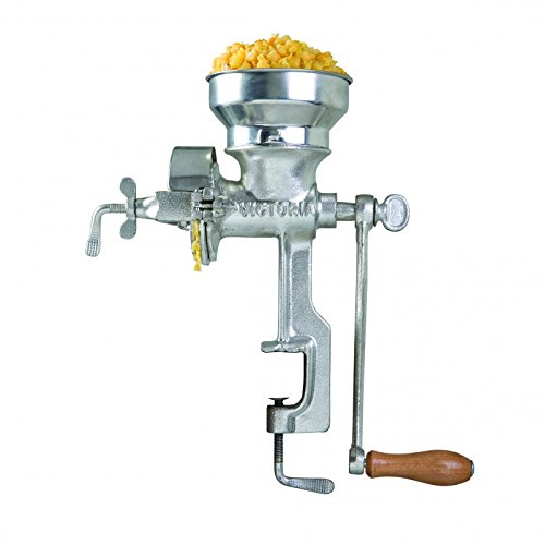 7707231530018 - VICTORIA PROFESSIONAL MANUAL GRAIN GRINDER - TABLE CLAMP CORN MILL WITH LOW HOPPER, CAST IRON
