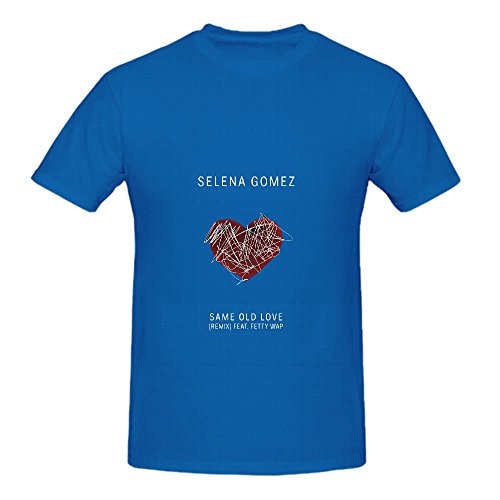 7709361916038 - SELENA GOMEZ SAME OLD LOVE REMIX TOUR 80S MEN CREW NECK COTTON TEE BLUE