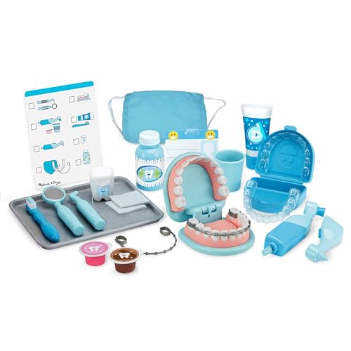 0000772086110 - MELISSA & DOUG SUPER SMILE DENTIST KIT WITH PRETEND PLAY SET OF TEETH AND DENTAL ACCESSORIES (25 TOY PIECES) - PRETEND DENTIST PLAY SET, DENTIST TOY, DENTIST KIT FOR KIDS AGES 3+