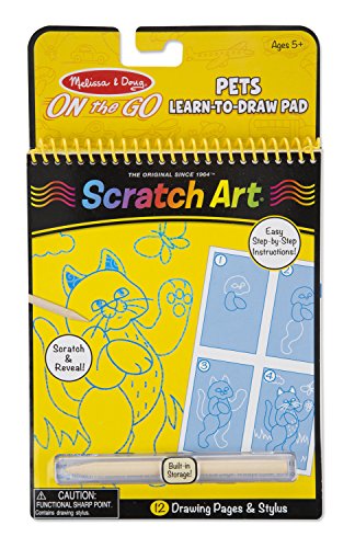 0000772091435 - MELISSA & DOUG ON THE GO SCRATCH ART - PETS LEARN-TO-DRAW ACTIVITY PAD WITH STYLUS