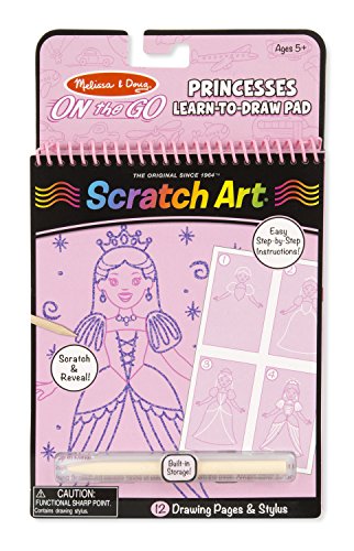 0000772091442 - MELISSA & DOUG ON THE GO SCRATCH ART LEARN-TO-DRAW PAD - PRINCESSES