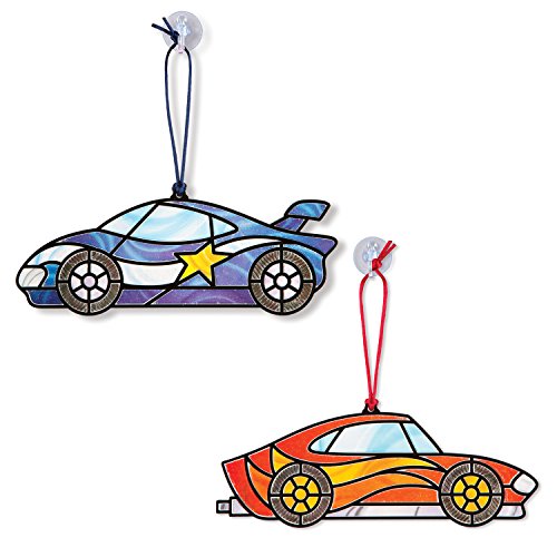 0000772092937 - MELISSA & DOUG STAINED GLASS MADE EASY RACE CAR ORNAMENTS CRAFT KIT (MAKES 2 ORNAMENTS)