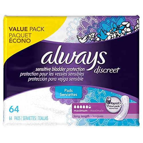 0772195073359 - ALWAYS DISCREET, INCONTINENCE PADS, MAXIMUM, LONG LENGTH, 64 COUNT