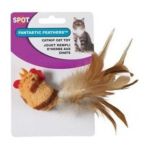 0077234027554 - TIGER STRIPE WITH FEATHERS CHICKEN CAT TOY