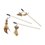 0077234028469 - BURLAP SHAPES TEASER WAND CAT TOY IN TAN