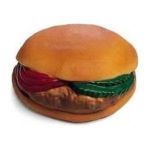0077234030868 - VINYL HAMBURGER WITH TOMATO PCKLE DOG TOY 4 IN