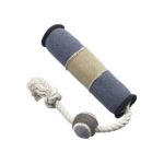 0077234059937 - DURA-FUSED CANVAS DOG TOY SIZE TUG WITH BALL 11 IN