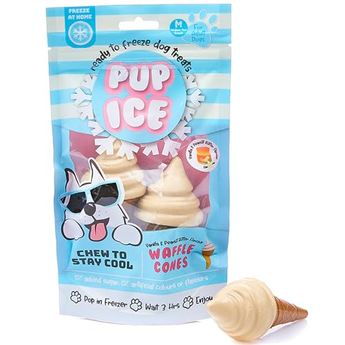 0077234072400 - SPOT PUP ICE- READY TO FREEZE AT HOME DOG TREATS-EDIBLE CHEWS FOR MEDIUM BREED DOGS & PUPPIES WITH REAL CHICKEN TO KEEP YOUR PUP COOL YEAR ROUND, WAFFLE CONE VANILLA AND PEANUT FLAVOR, 2PCS