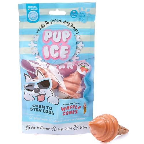 0077234072424 - SPOT PUP ICE- READY TO FREEZE AT HOME DOG TREATS-EDIBLE CHEWS FOR MEDIUM BREED DOGS & PUPPIES WITH REAL CHICKEN TO KEEP YOUR PUP COOL YEAR ROUND, WAFFLE CONE STRAWBERRY FLAVOR, 2PCS