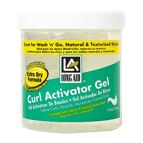 0077312103651 - AMPRO LONG-AID ACTIVATOR GEL - ENRICHED WITH ALOE VERA, PROTEIN, AND VITAMIN B COMPLEX - BRINGS ESSENTIAL MOISTURE TO STRANDS - DEFINES YOUR NATURAL CURLS - EXTRA DRY - 15 OZ