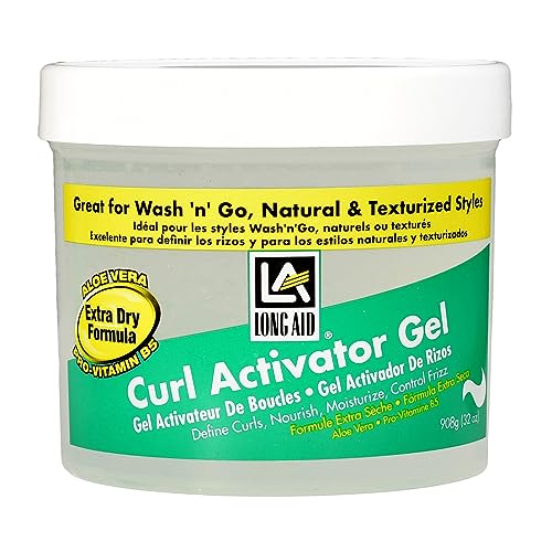 0077312103682 - AMPRO LONG-AID ACTIVATOR GEL - ENRICHED WITH ALOE VERA, PROTEIN, AND VITAMIN B COMPLEX - BRINGS ESSENTIAL MOISTURE TO STRANDS - DEFINES YOUR NATURAL CURLS - EXTRA DRY - 32 OZ