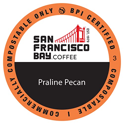 0077324310641 - SAN FRANCISCO BAY COFFEE COFFEE ONECUP PRALINE PECAN 80 CT FLAVORED MEDIUM ROAST COMPOSTABLE COFFEE PODS, K CUP COMPATIBLE INCLUDING KEURIG 2.0