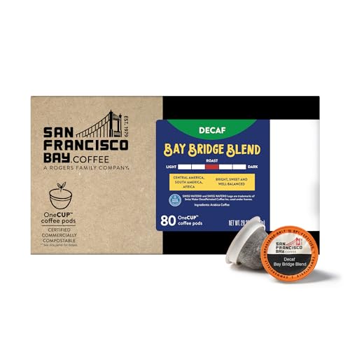 0077324310931 - SAN FRANCISCO BAY COMPOSTABLE COFFEE PODS - DECAF BAY BRIDGE BLEND (80 CT) K CUP COMPATIBLE, MEDIUM ROAST, SWISS WATER PROCESSED