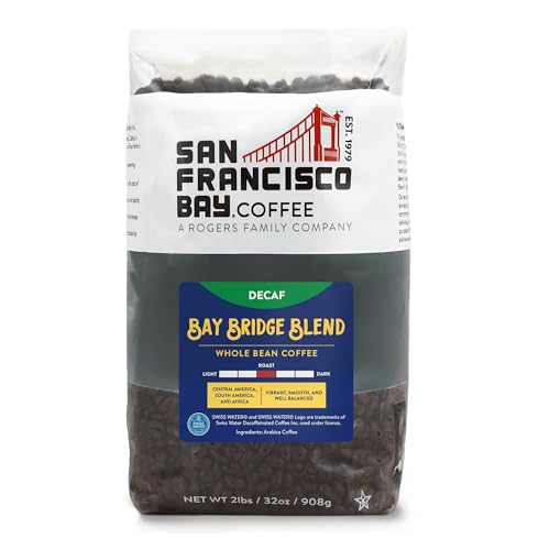 0077324461930 - SAN FRANCISCO BAY WHOLE BEAN COFFEE - DECAF BAY BRIDGE BLEND (2LB BAG), MEDIUM ROAST, SWISS WATER PROCESSED
