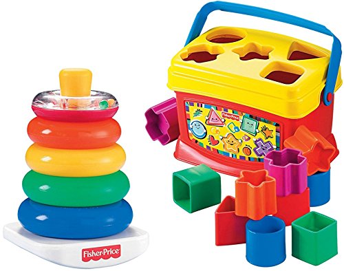 0077331013832 - FISHER-PRICE ROCK-A-STACK AND BABY'S 1ST BLOCKS BUNDLE