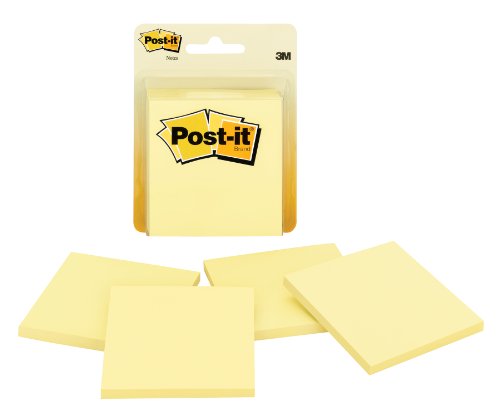 0077344970573 - POST-IT NOTES, 3 X 3-INCHES, CANARY YELLOW, 4-PADS/PACK
