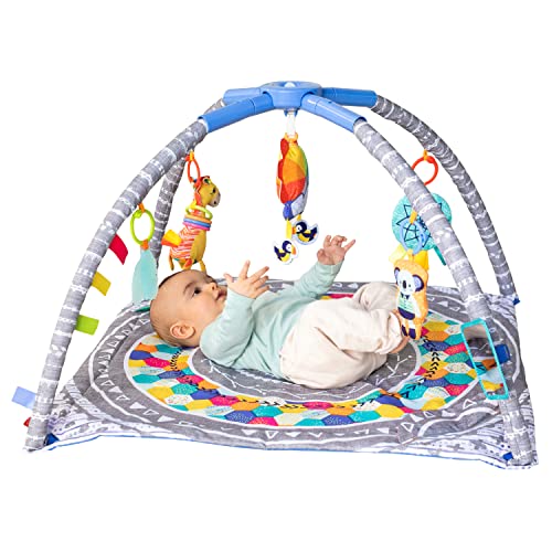 0773554130119 - INFANTINO 4-IN-1 TWIST & FOLD MUSICAL MOBILE GYM - INCLUDES LINKABLE TOYS, REPOSITIONABLE MIRROR, FEATHER TEETHER, ON-THE-GO ACTIVITIES, BOHO STYLED PLAY MAT FOR INFANTS AND TODDLERS 0M+