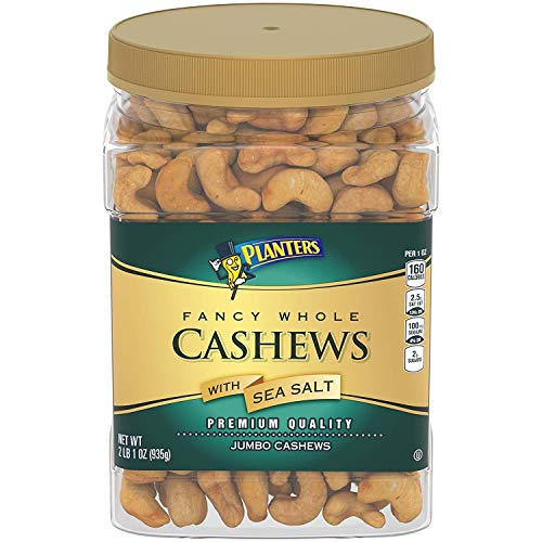 0773821102290 - PLANTERS FANCY WHOLE CASHEWS WITH SEA SALT, 33 OZ. RESEALABLE JAR - SNACK FOR ADULTS MADE WITH SIMPLE INGREDIENTS - GOOD SOURCE OF ESSENTIAL NUTRIENTS - KOSHER