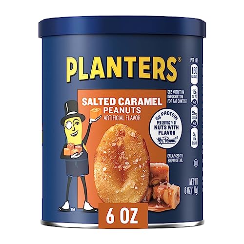 0773821750842 - PLANTERS FLAVORED PEANUTS, SALTED CARAMEL, 6 OUNCE CANISTER (PACK OF 8)