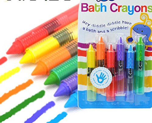 7739066423111 - BABY SAFETY CRAYONS FOOD WAX CHILDREN COLOR PEN WASHABLE BATHTIME BUDDIES BRUSH TOY (6 PCS/SET )