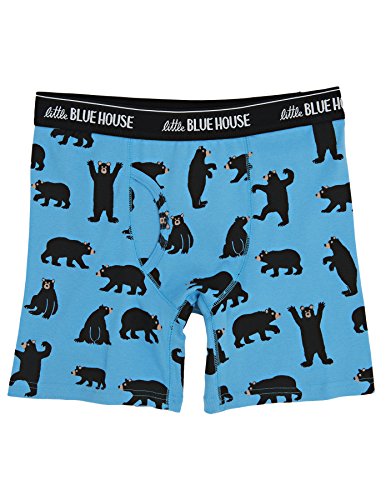 0775165267888 - BLACK BEARS ON BLUE COTTON JERSEY BOXER BRIEFS SMALL