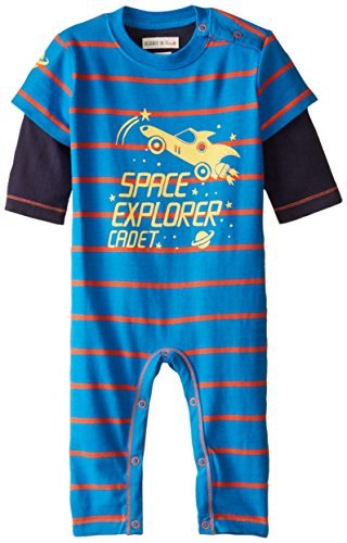 0775165300875 - HATLEY BABY BOYS NEWBORN GRAPHIC ROMPER SPACE CARS, BLUE, 6-12 MONTHS