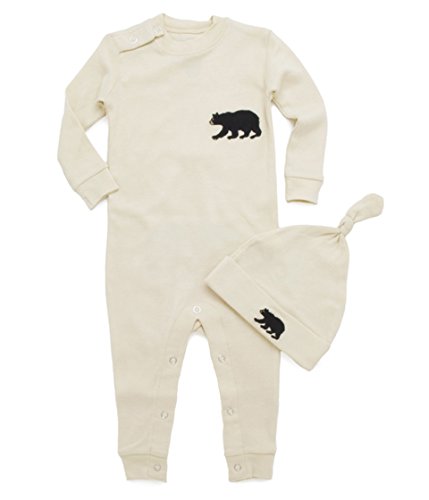 0775165311277 - LITTLE BLUE HOUSE BY HATLEY BABY COVERALL AND HAT BEAR BUM, CREAM, 6-12