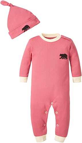 0775165311314 - LITTLE BLUE HOUSE BY HATLEY BABY COVERALL AND HAT-LITTLE BEAR BUM, PINK, 6-12