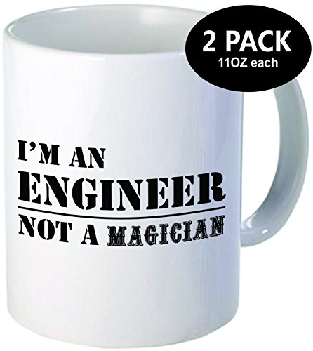 0775300540685 - PACK OF 2 - I'M AN ENGINEER NOT A MAGICIAN - 11OZ CERAMIC COFFEE MUGS - BEST FUNNY AND INSPIRATIONAL GIFT