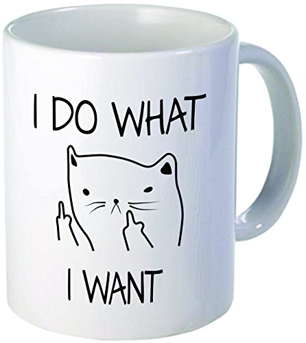 0775300541422 - I DO WHAT I WANT, CAT FACE - 11OZ CERAMIC COFFEE MUG - BEST FUNNY AND INSPIRATIONAL GIFT